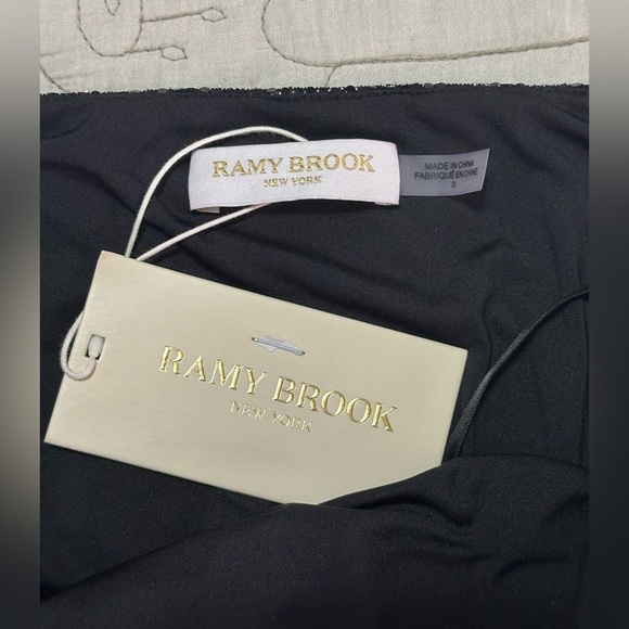 NWT Ramy Brook Avianna Ruched Mini Dress 0 Black Sparkle Halter - Picture 12 of 12